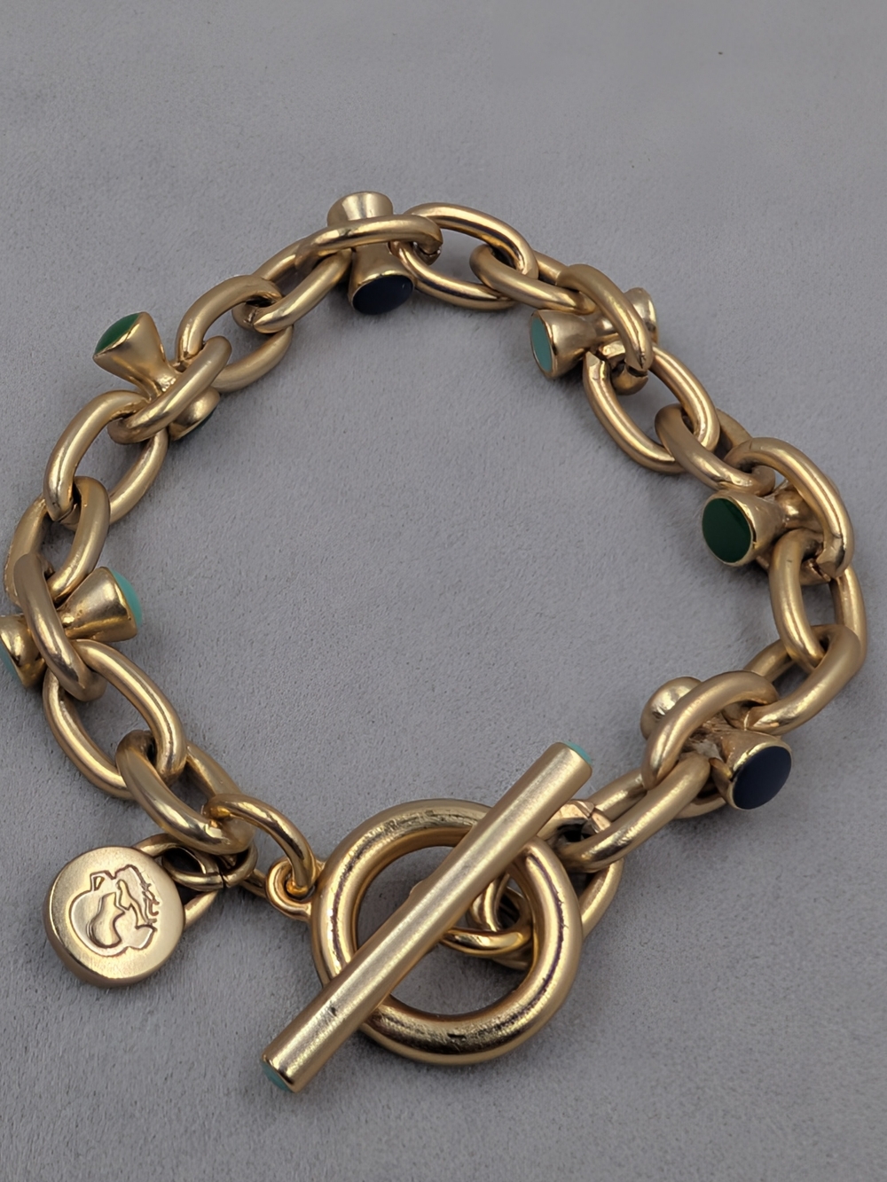 Spartina 449 Gold Tone Multi-Color Enamel Accent Toggle Link Bracelet m105